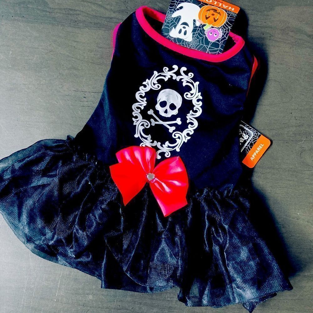Halloween Skull PinkāBlack Goth Gothic Dog Pet DressāM